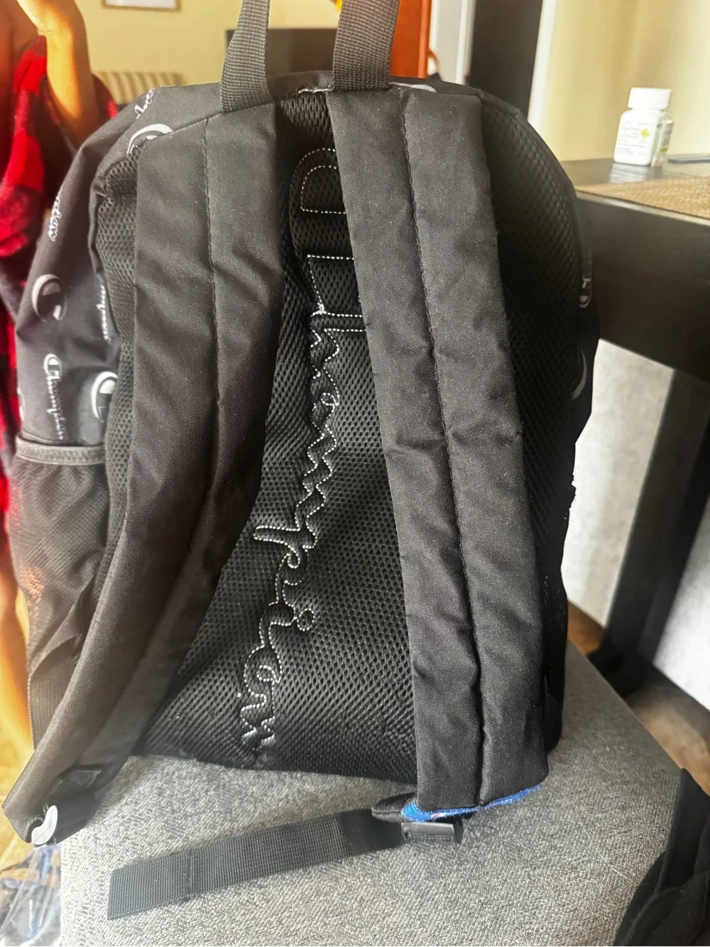 Champion Black Backpack with White Logo Print